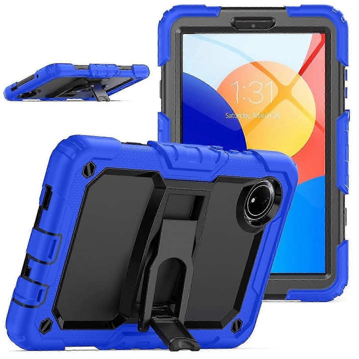 Husa tableta Xiaomi Redmi Pad SE 4G 8.7 inch rosu cu suport rotativ si curea reglabila