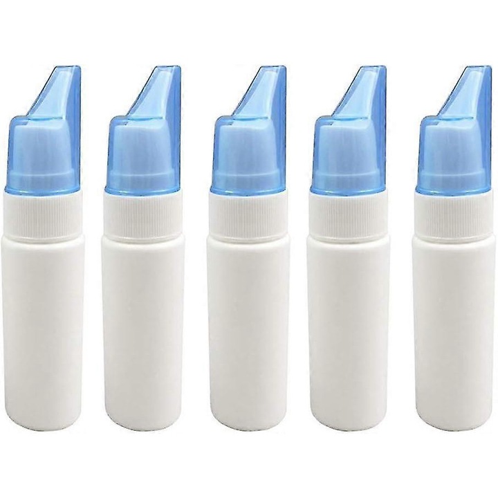 Set 5 sticle spray, 60ml, alb-albastru, compact, reutilizabil
