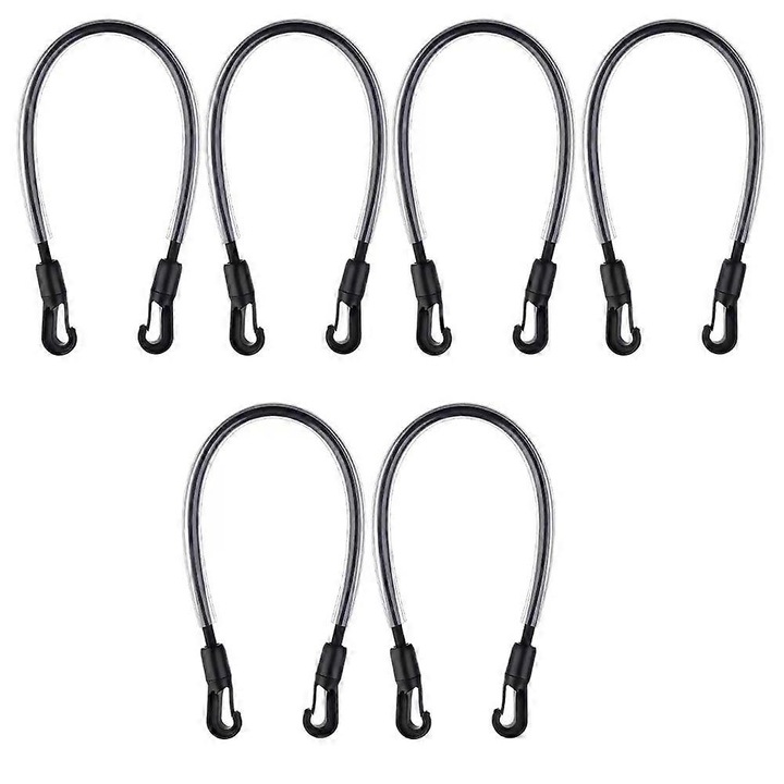 Set 6 Curele Elastice pentru Paturi Cai, Negru, 50cm