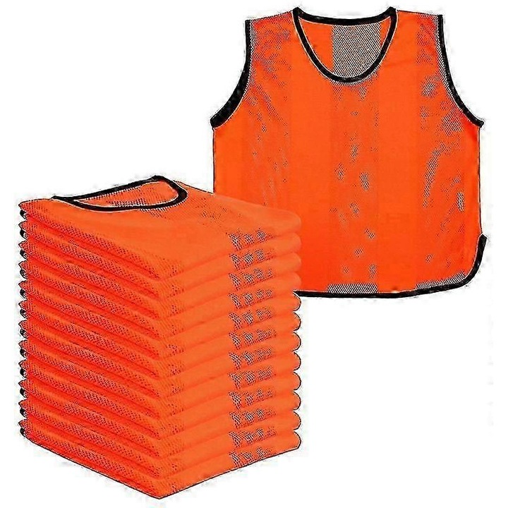 Set 12 vestoane antrenament, mesh, multicolor, copii 5-8 ani