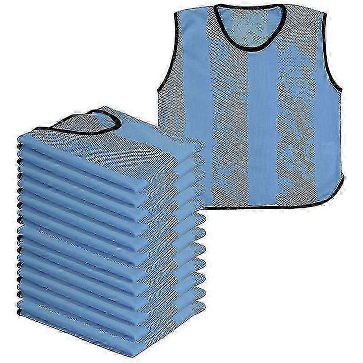 Set 12 vestoane antrenament, mesh, multicolor, copii 9-14 ani