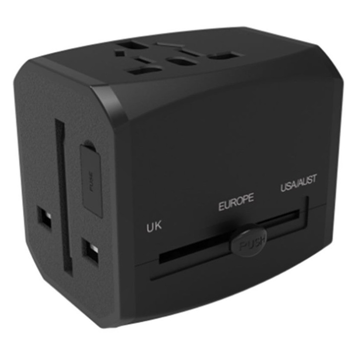 Adaptor priza universal negru 60x56x45mm set
