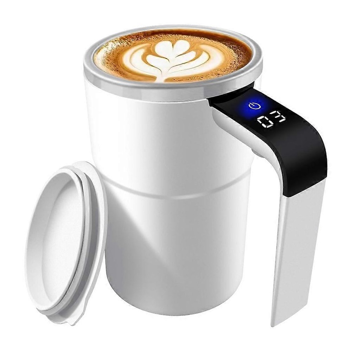Cana automata de cafea, 380ml, alb, USB, inox