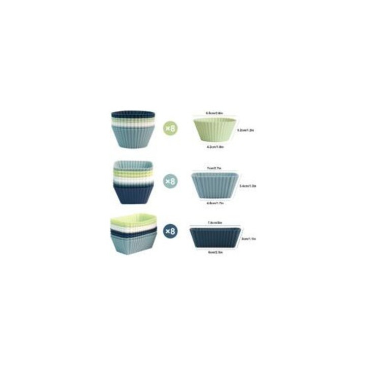 Set 24 forme silicon prajituri, rotund patrat dreptunghiular, multicolor, standard