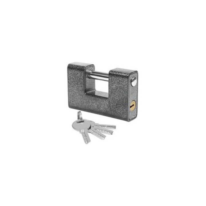 Lacat exterior, otel calit, 12mm, 10x2.4x6.5cm, cu 4 chei