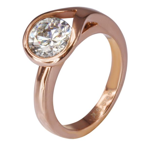 Inel elegant auriu din otel inox cu zirconiu 5529