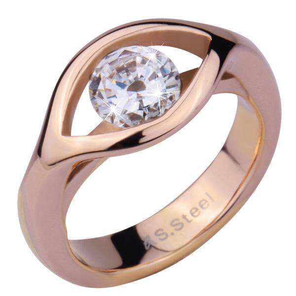 Inel auriu elegant din otel cu zirconiu 5380