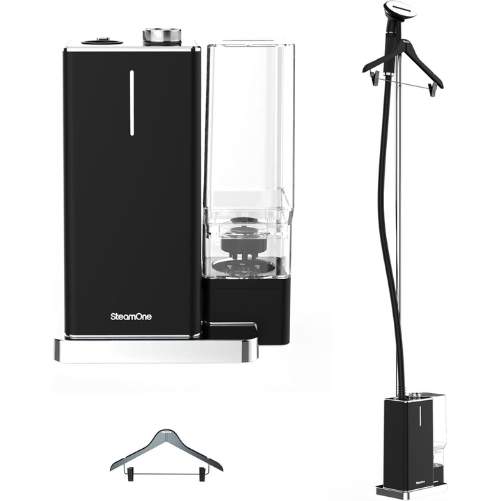 Steamer vertical SteamOne George 2, 2300 W, Debit abur 50 g/min, Rezervor 2 L, 3 trepte de abur, Incalzire in 35 secunde, Negru