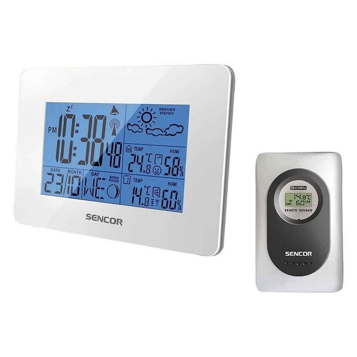 Sencor SWS 51 időjárás állomás, vezeték nélküli hőmérő és Hygrometer, fehér