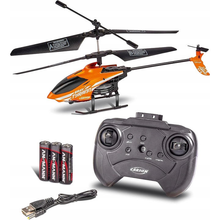 RC хеликоптер Carson Nano Tyrann 230 Gyro IR 2CH LED бял 17x5x5cm