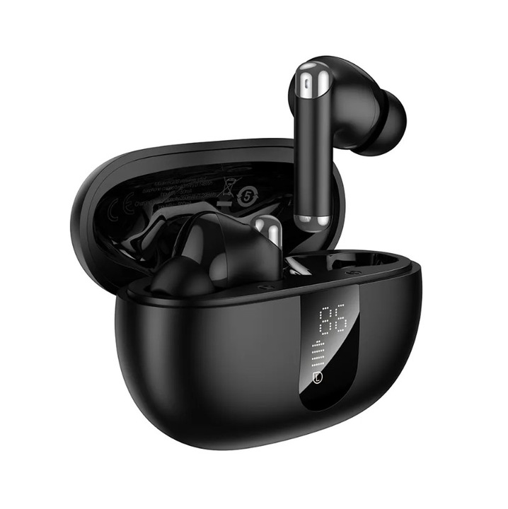 Casti Wireless Hoco EQ26, Bluetooth 5.4 si TWS, ENC + ANC, 7 Ore, Afisaj digital, Negru