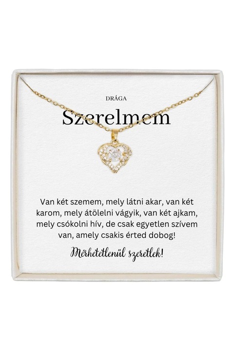 True Love Nyaklánc Rozsdamentes Acél 18K Arannyal Bevont, Cirkónia Kővel, Üzenettel - Barátnődnek