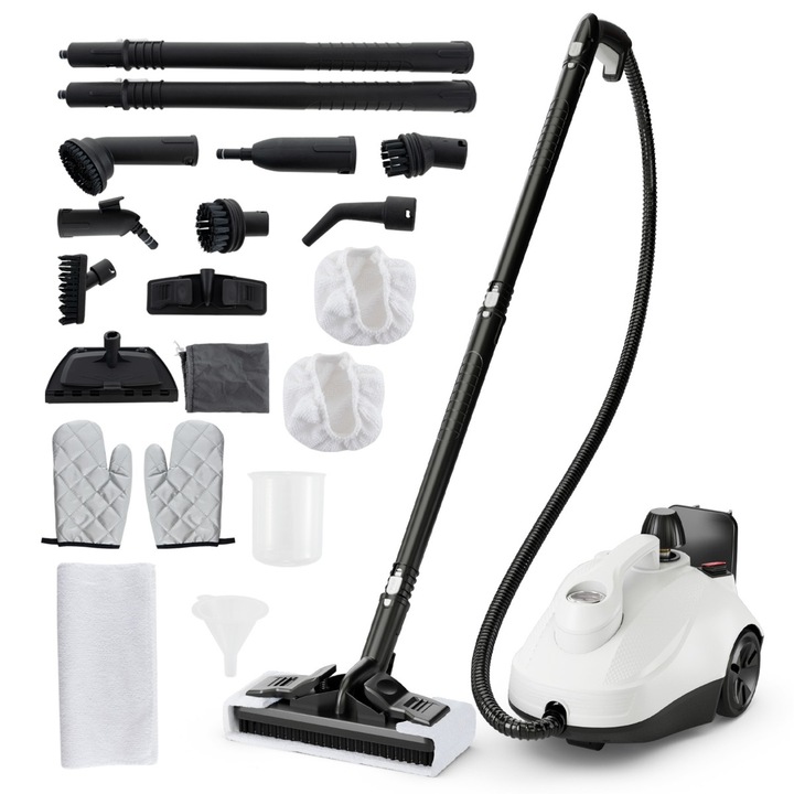 Aparat de curatat multifunctional cu abur Costway, 2000W, 220V, rezervor 1.8l, 5 bar,160°, cablu 5m, furtun flexibil: 146 cm, IPX4, 5.5kg