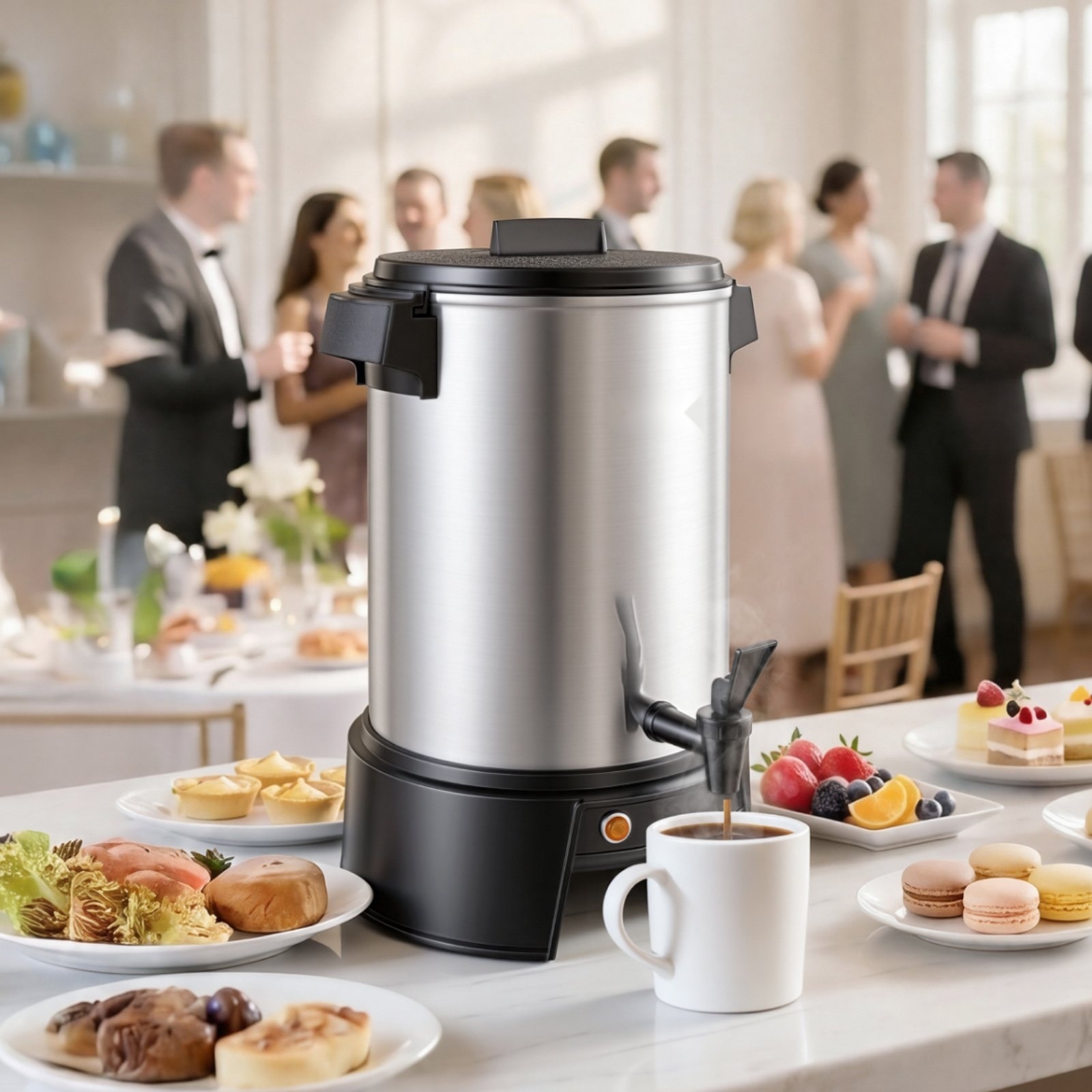 Percolator cafea comercial, Dispenser bauturi calde, Capacitate 4, 5 l 30 cesti, Putere 1190 W, Robinet anti-picurare, Preparare rapida, Control automat temperatura, Inox