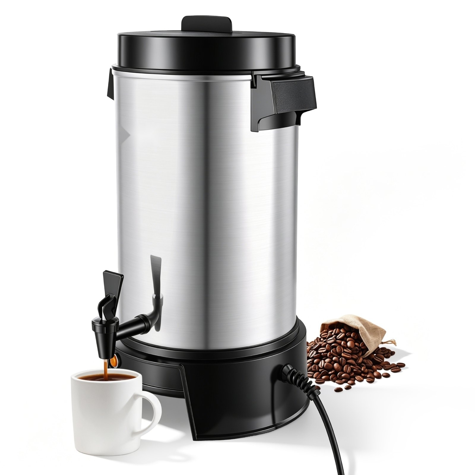 Percolator cafea comercial cafetiera profesionala, Dispenser bauturi fierbinti 6, 3 L, Putere 1190 W, Fierbere rapida, Robinet antipicurare, Control temperatura