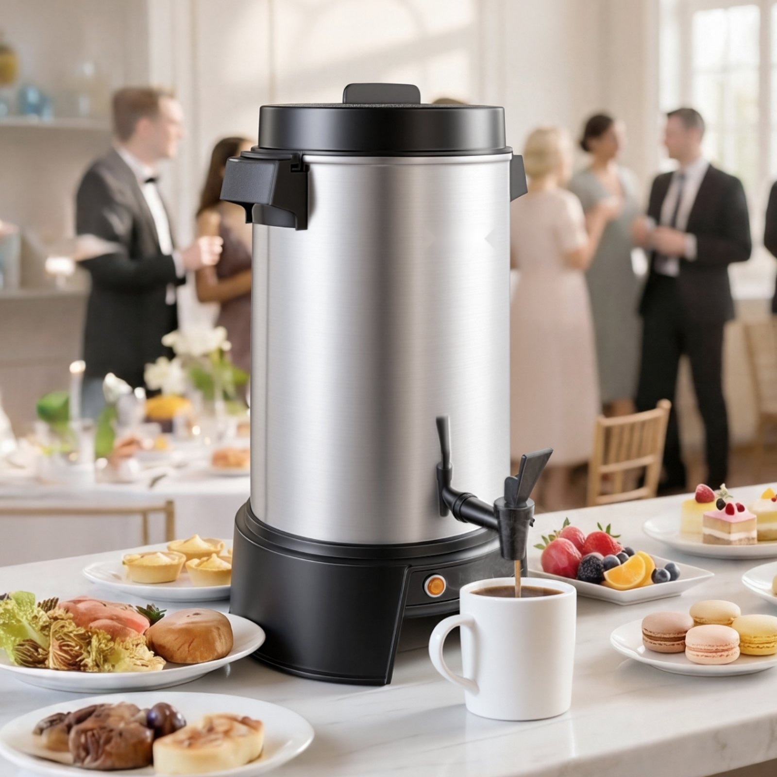Percolator cafea comercial cafetiera profesionala, Dispenser bauturi fierbinti 6, 3 L, Putere 1190 W, Fierbere rapida, Robinet antipicurare, Control temperatura