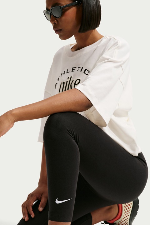 Nike, Скъсен клин Sportswear с висока талия, Черен въглерод
