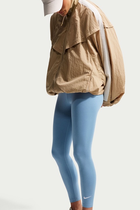 Nike, Скъсен клин Sportswear с висока талия, Светлосин
