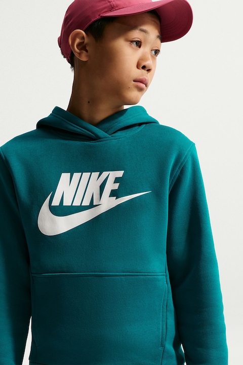 Nike, Худи Sportswear Club с джоб кенгуру, Бял/Персийско зелено