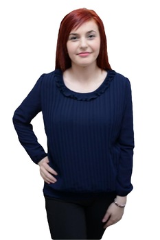 Bluza cu design interesant, betelie lata in partea de jos,D&J Exclusive, Albastru marin Bluza cu design interesant, betelie lata in partea de jos,D&J Exclusive, Albastru marin