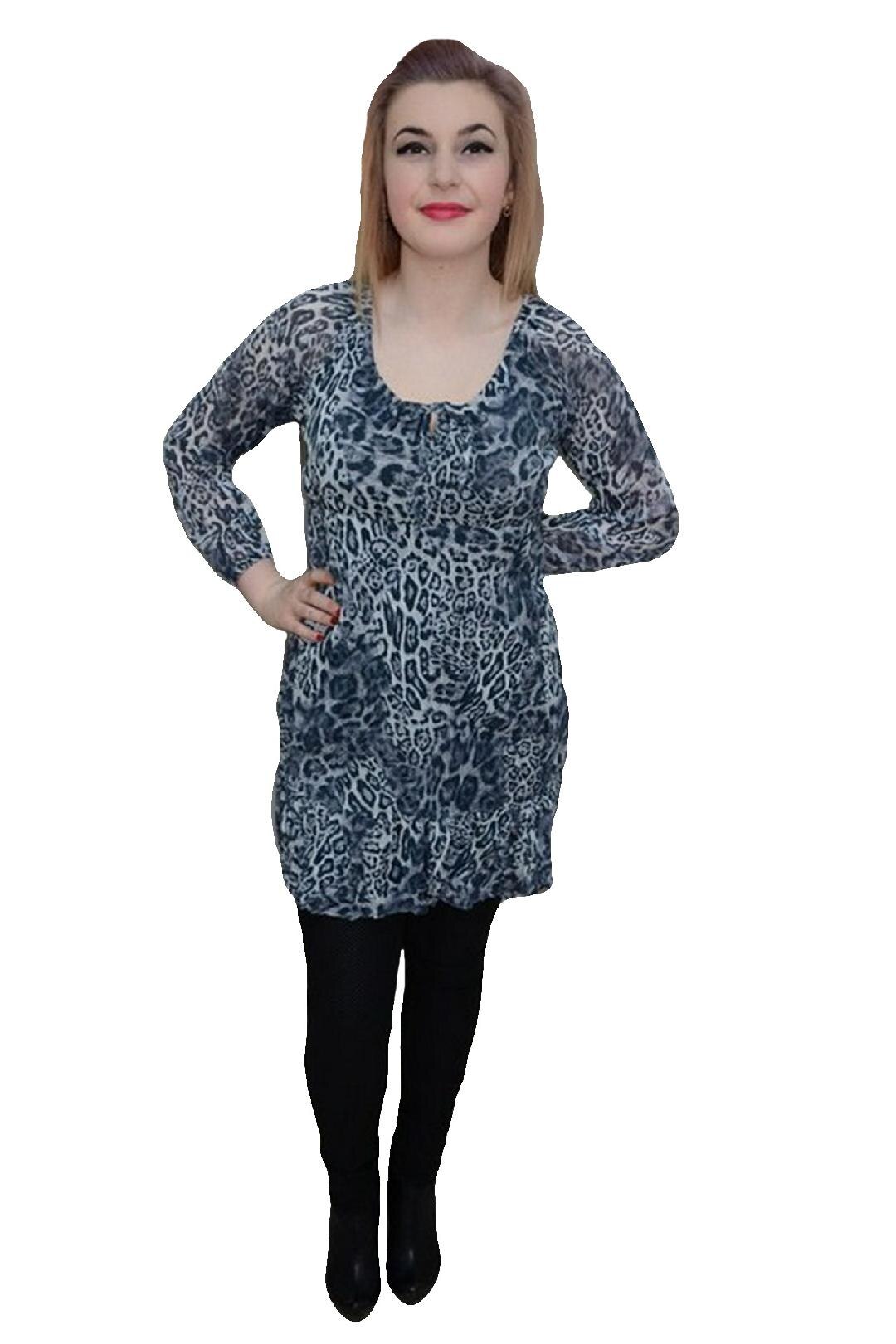 Bluza lejera, imprimeu animal-print in tendinte,D&J Exclusive, Gri