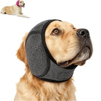 Protectie urechi pentru caini gri inchis, Marimea M, cagula calmanta pentru zgomote puternice, baie, uscare si grooming, material moale si elastic, ajustabila, pentru reducerea stimulilor externi