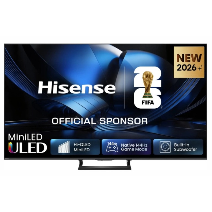 Телевизор Hisense 55" U7SE, 4K Ultra HD 3840x2160, ULED, FALD, Quantum Dot, 144Hz, IPS, HDR 10+, HLG, Dolby Vision IQ, Dolby Atmos, Smart TV, WiFi 5GHz, WiFi Direct, BT, Anyview Cast, 4xHDMI, 2xUSB, LAN, CI+, DVB-T2/C/S2, Black 55U7SE