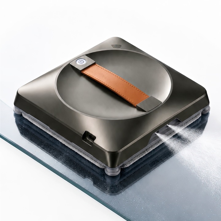 Robot Curatare Geamuri, UMMO®, Robot spalat geamuri, Cu aplicatie Tuya, Detectare automata a marginilor, Aspiratie 2800Pa, Pulverizare dubla apa, UPS anti-cadere, Telecomanda, 3 moduri, Rezervor 50ml, Pentru ferestre, Oglinzi, Balcoane, Geamuri inalte