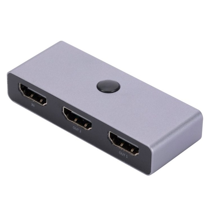KVM kapcsoló 2x1 4Kx2K HDMI USB 9.5x6.5x2cm fekete