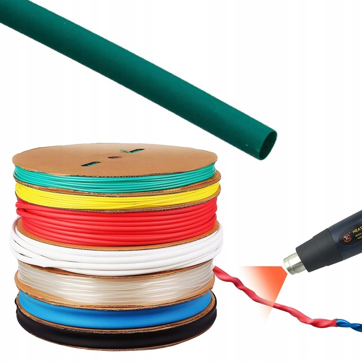 Tub Termocontractabil 2mm 1m - Verde Autostingator, 2:1, Start 100°C, -30–125°C, 1000V, Izolare Electrica, Automotive