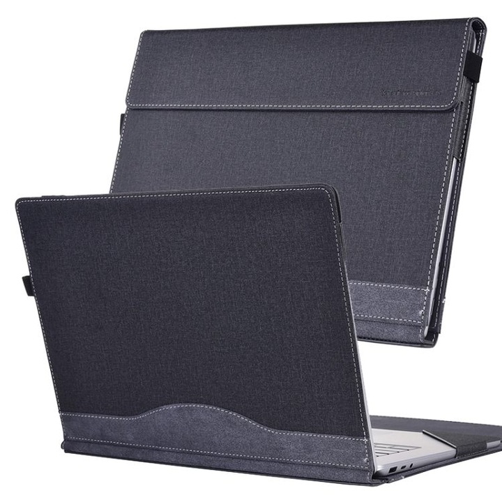 Husa pentru laptop compatibila cu Lenovo ThinkPad X1 Carbon Gen 11 K0403-emagCJ-30903, din piele PU si microfibra, inchidere magnetica, gri inchis