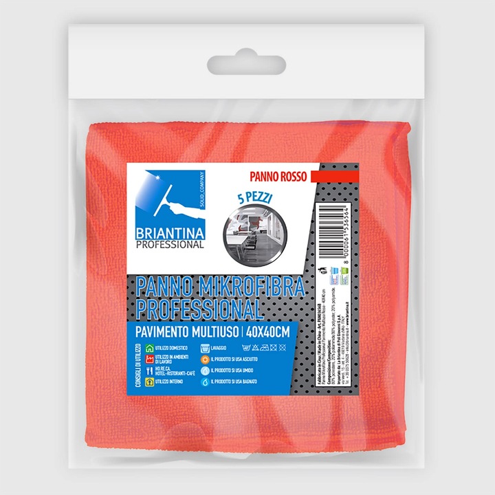The briantina pan03656b Panza Microfibra Professional, 40 x 40 cm, rosu, pachet de 5