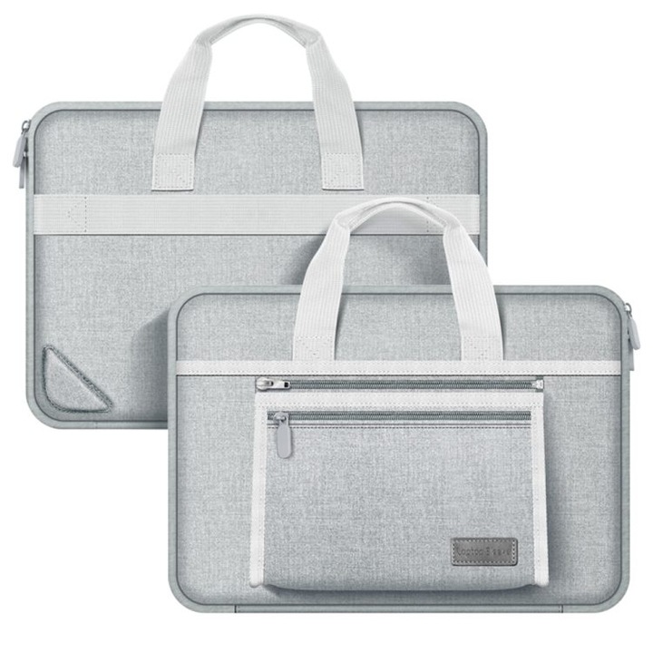 Geanta laptop Oxford 14 inch gri usoara rezistenta la apa 36x26x5cm