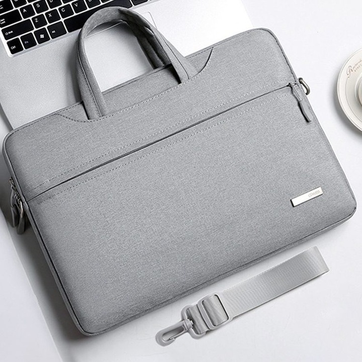 Geanta laptop 16.1 inch gri capacitate mare curea ascunsa impermeabila