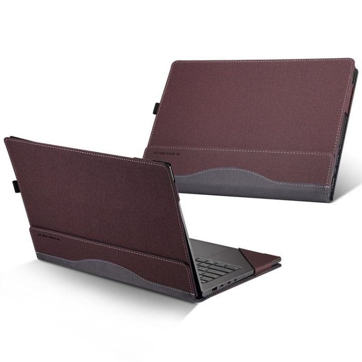 Husa laptop 14 inch, piele PU, rosu vin, 33.6x23.5x2.5cm