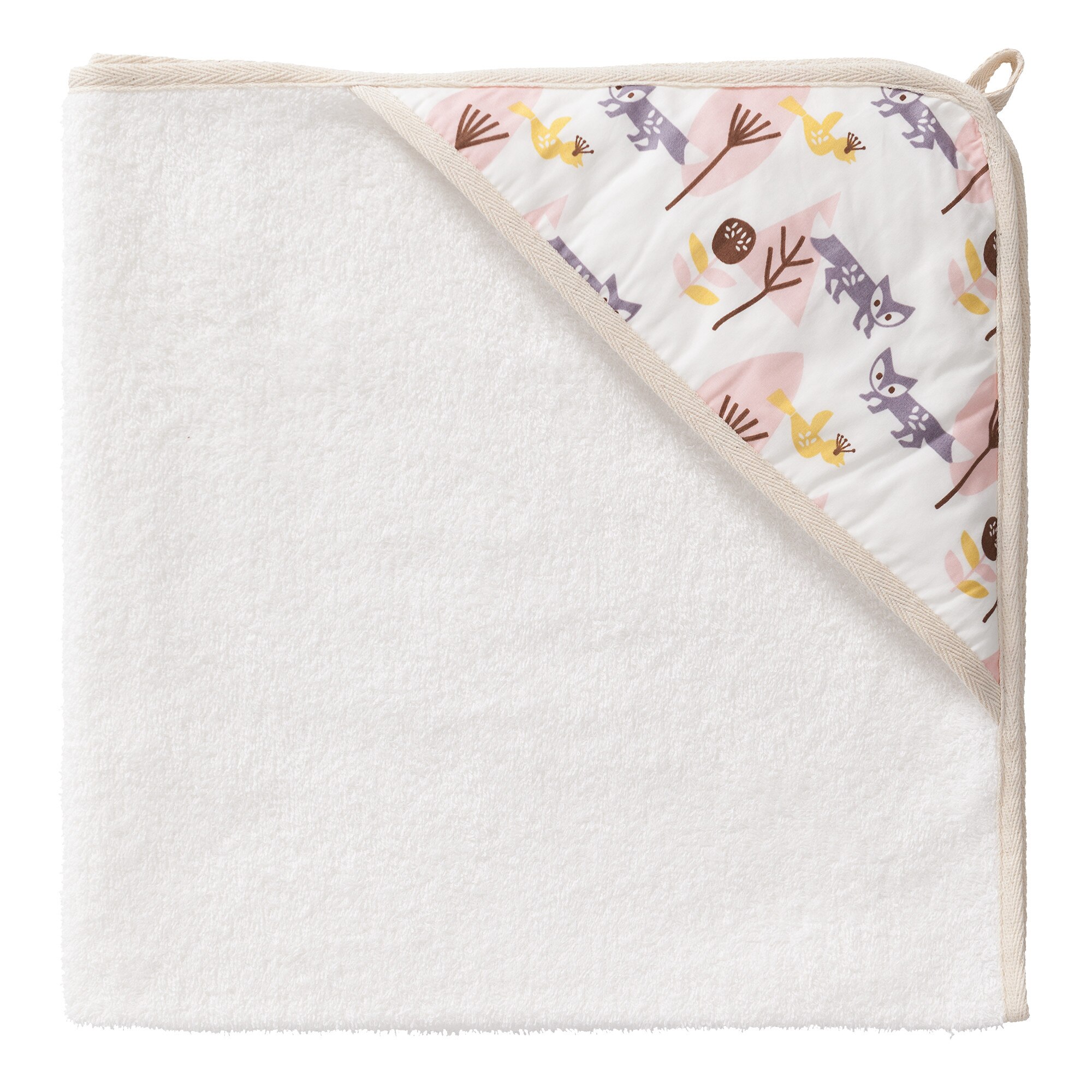 Prosop mic cu gluga, 100% bumbac organic, Fresk, 75x75cm, Fox pink