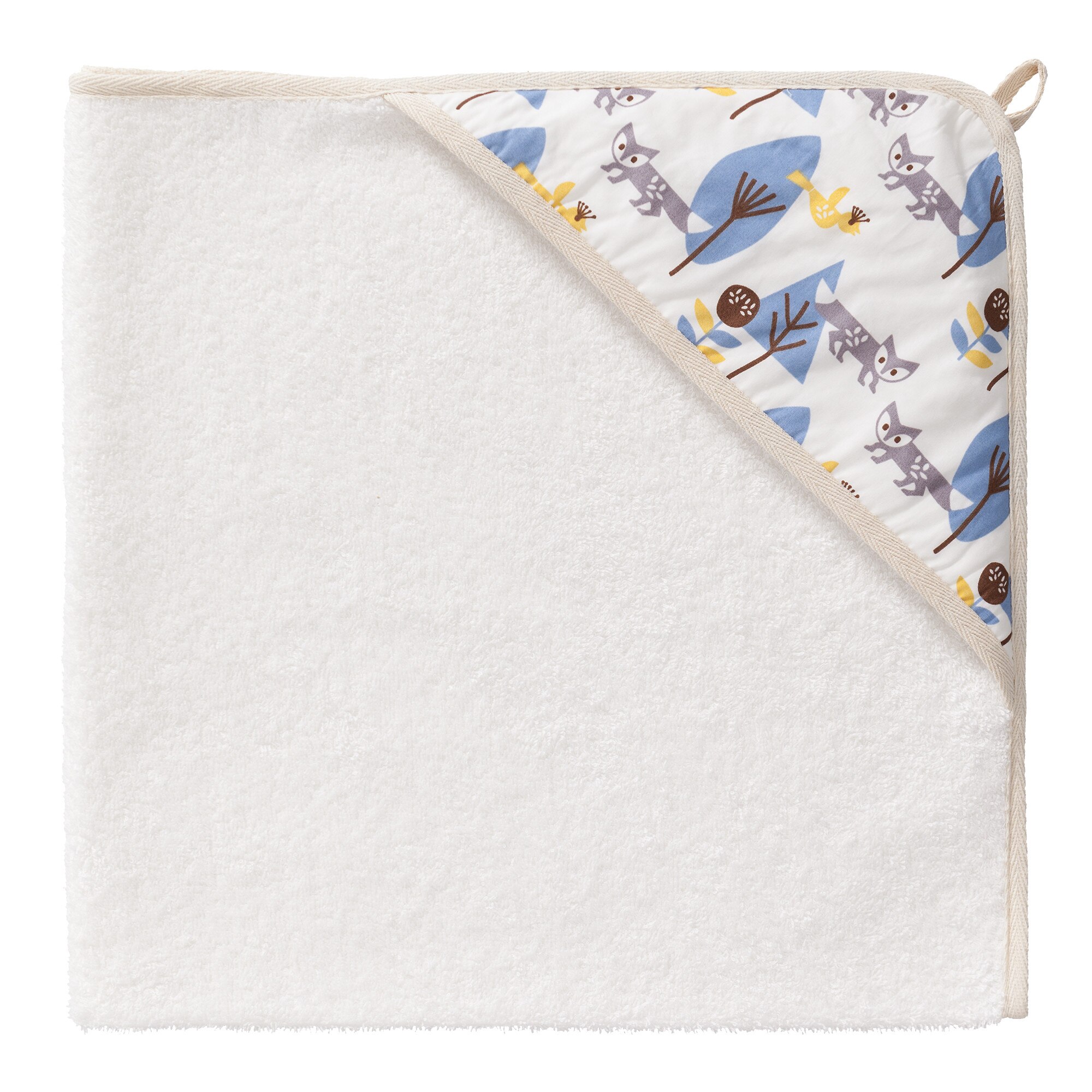 Prosop mic cu gluga, 100% bumbac organic, Fresk, 75x75cm, Fox blue