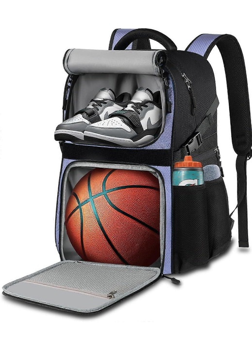Rucsac baschet cu compartiment minge si incaltaminte, multicolor, 50x30x20cm
