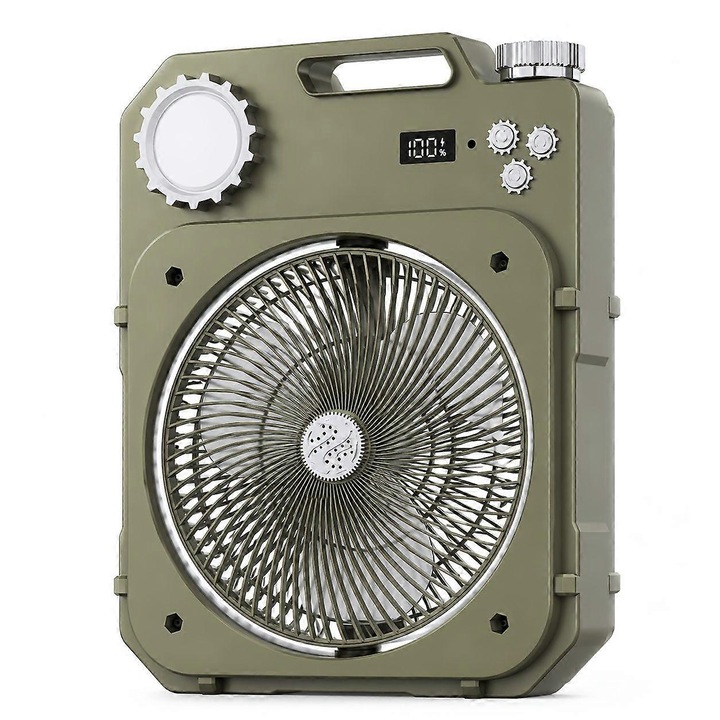 Ventilator de masa reincarcabil, 100 viteze, timer 12h, verde, compact
