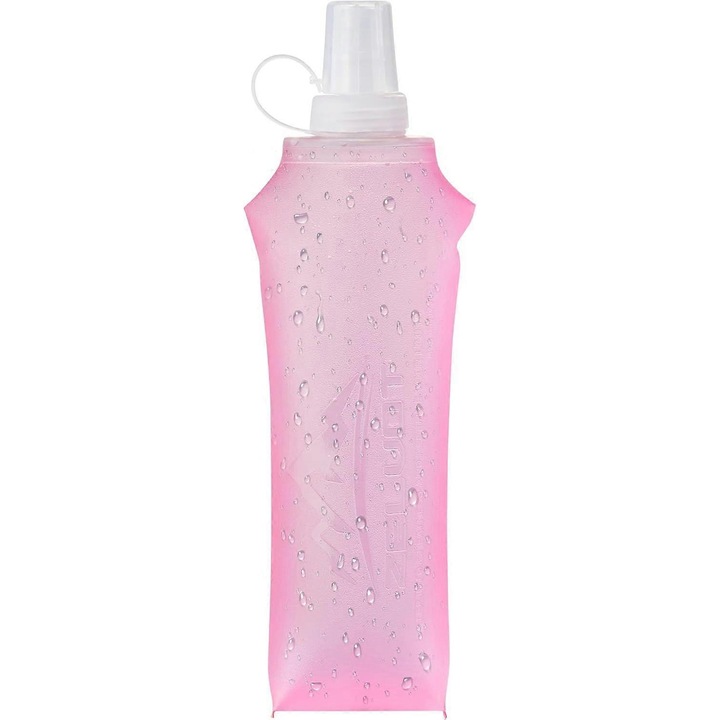 Bidon pliabil alergare 500ml roz silicon BPA-free