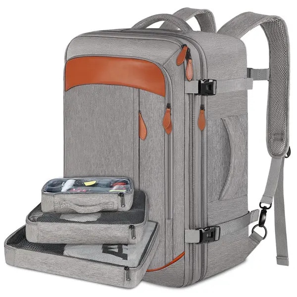 Rucsac de calatorie 40L, rezistent la apa, extensibil, negru, 40x25x50cm