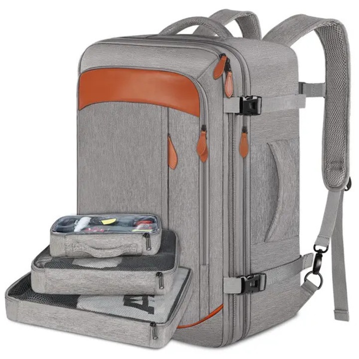 Rucsac de calatorie 40L, rezistent la apa, extensibil, negru, 40x25x50cm