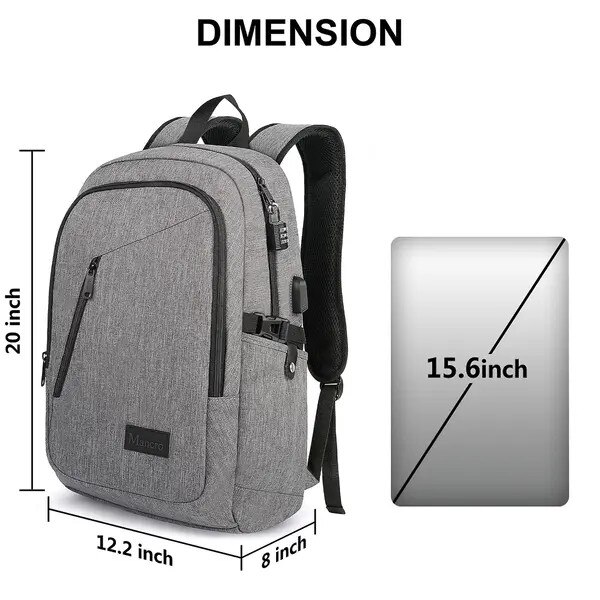 Rucsac laptop 15.6 inch, antifurt, USB, impermeabil, 51x31x14.5cm