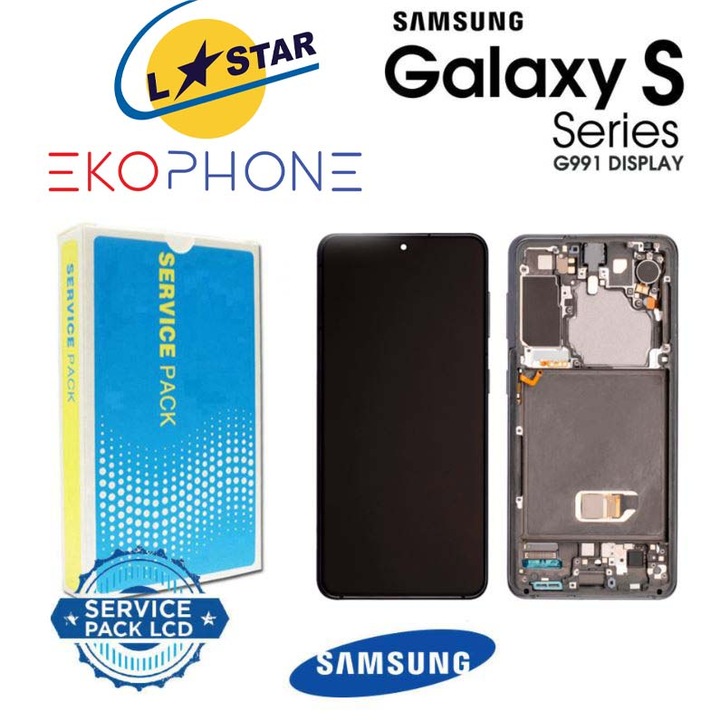 LCD kijelző kerettel, Digital One, Samsung S21 5G SM-G991 2021, Eredeti