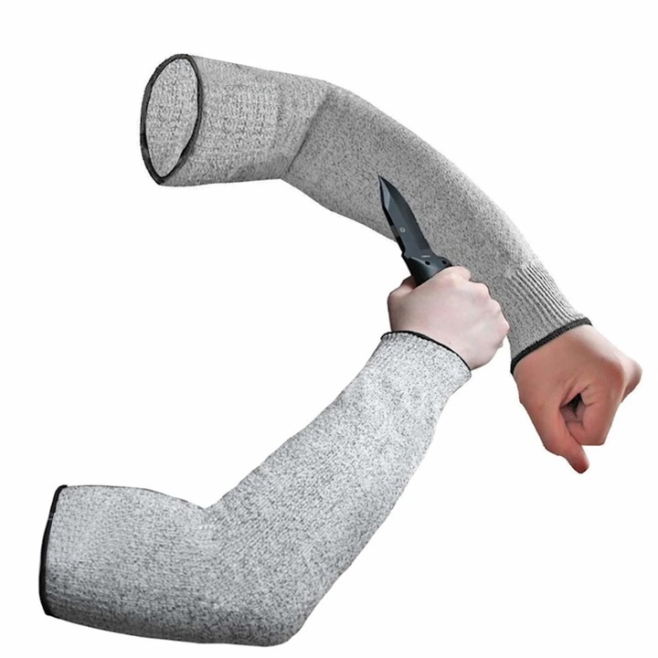 ZYBLSSBB, manseta de protectie pentru brat in HPPE, nylon si spandex, rezistenta la taiere Nivel 5, stil drept, gri, 26/35/40/45 cm