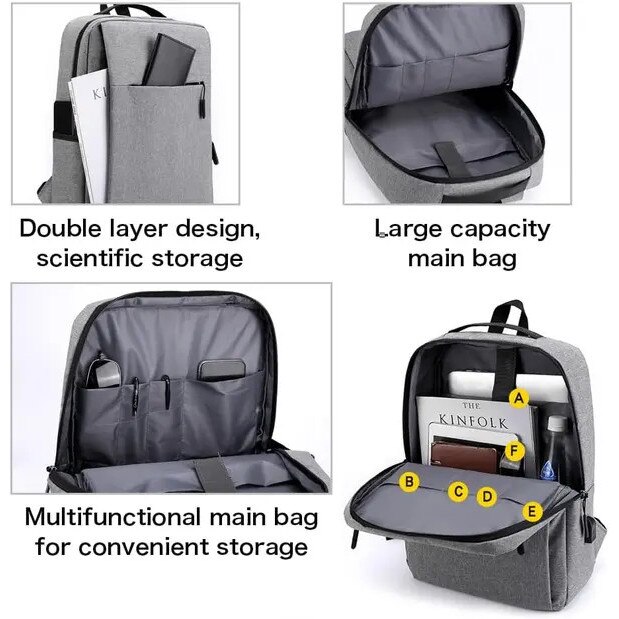 Rucsac laptop 14L cu port USB, usor, negru
