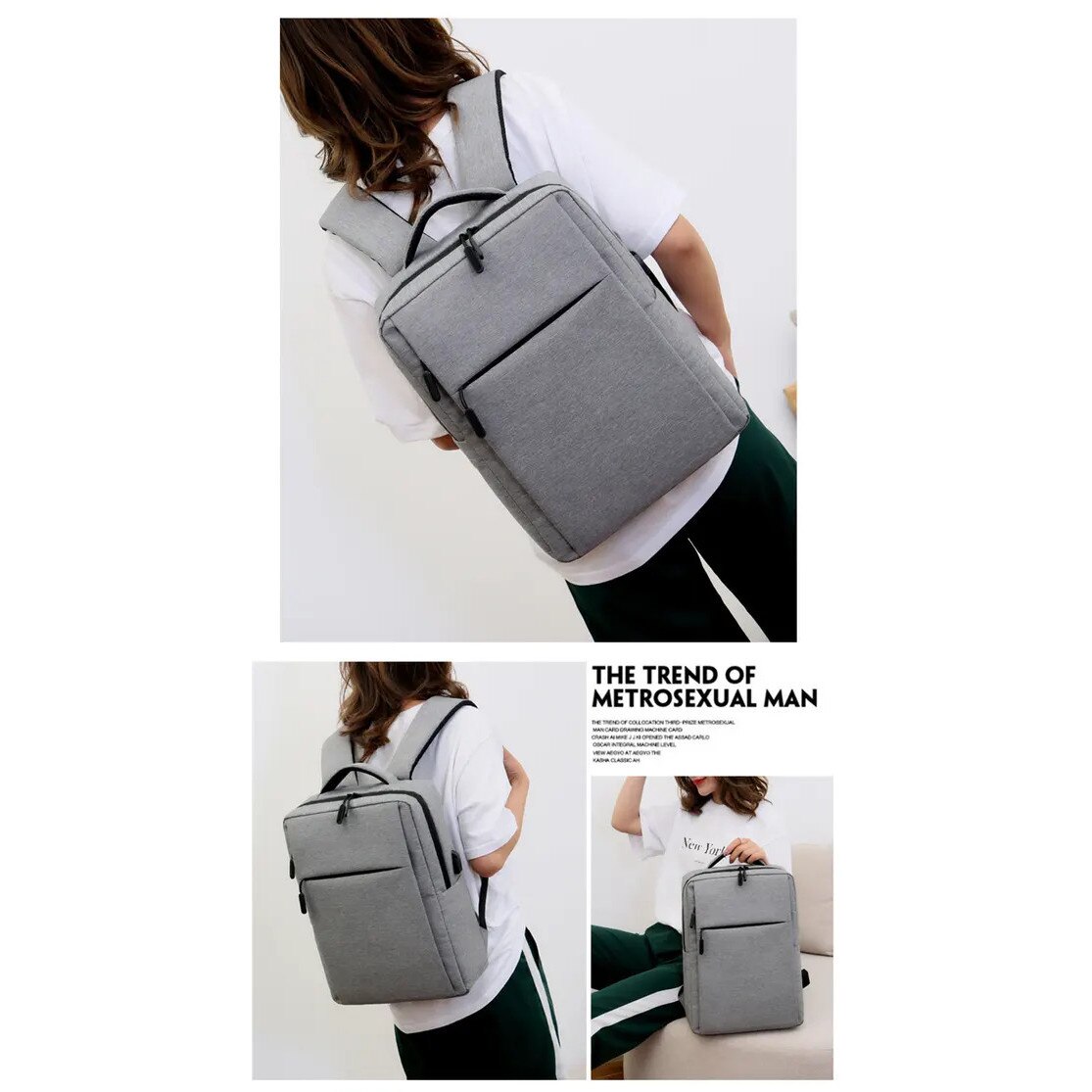Rucsac laptop 14L cu port USB, usor, negru