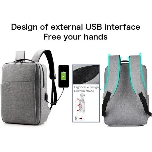Rucsac laptop 14L cu port USB, usor, negru