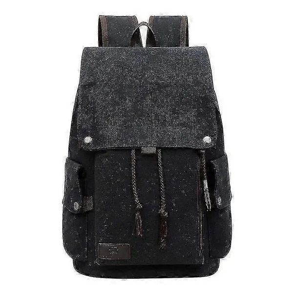 Rucsac mare, panza, retro, negru, 28x17x45cm