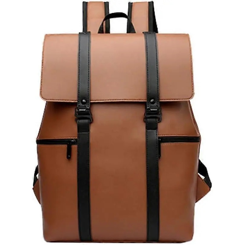Rucsac PU, capacitate mare, maro, 28x12x40cm